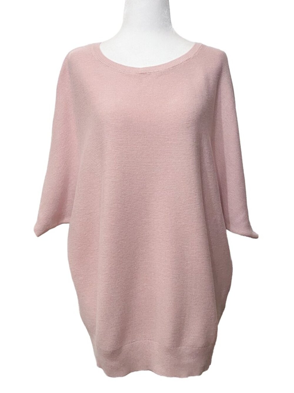 QUINCE Lightweight Cotton Cashmere Link-Stitch Dolman Sweater L Minimalist